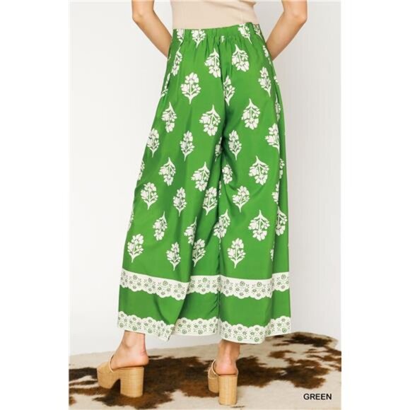 Umgee Floral Pleated‎ Wide-Leg Pants - Picture 2 of 5